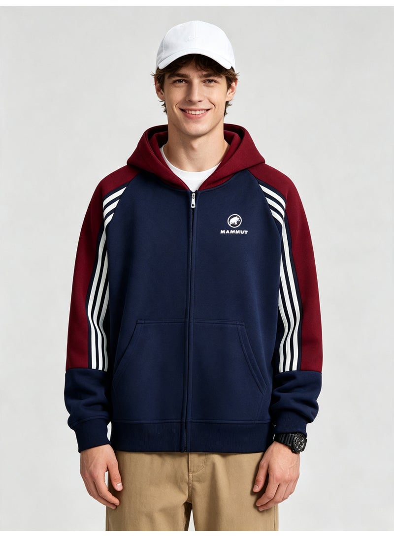 Mammut men and women with matching color hooded striped raglan sleeve zipper jacket - Image 3