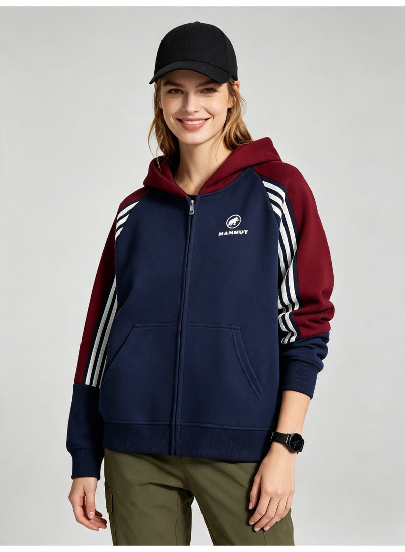 Mammut men and women with matching color hooded striped raglan sleeve zipper jacket - Image 5
