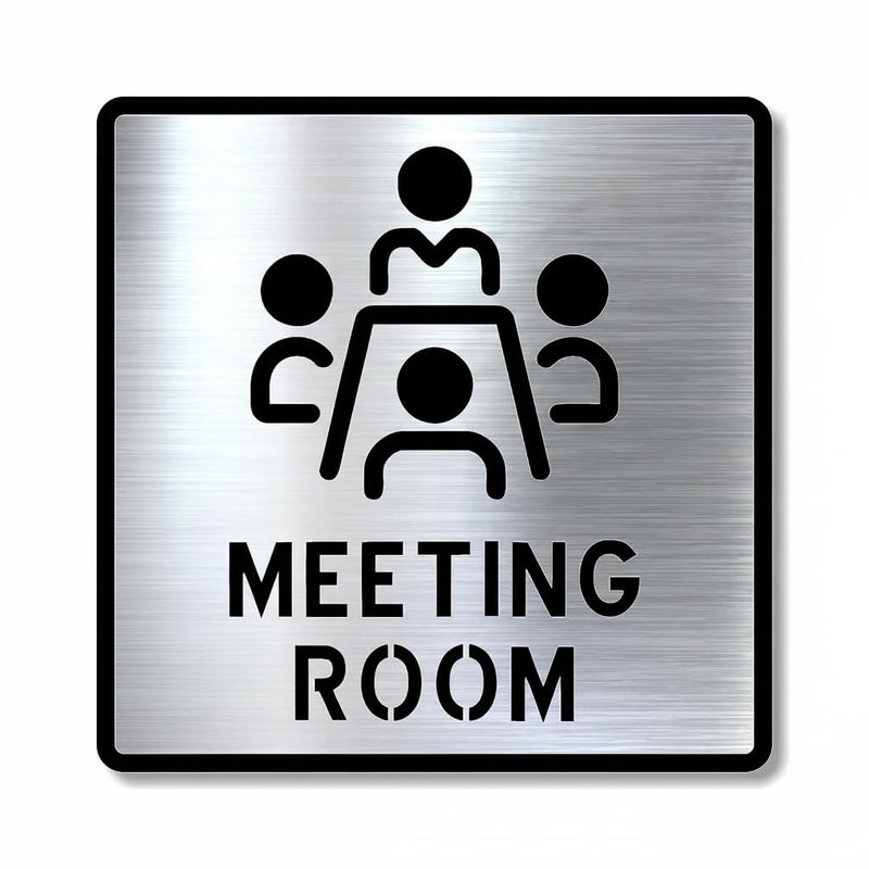 BerryBox Premium Brush Steel Finish Acrylic Meeting Room Door Sign Easy to Mount 3M Self-Adhesive Tape Signage for Hotel Office Resort Society Corporate Business. - Image 1