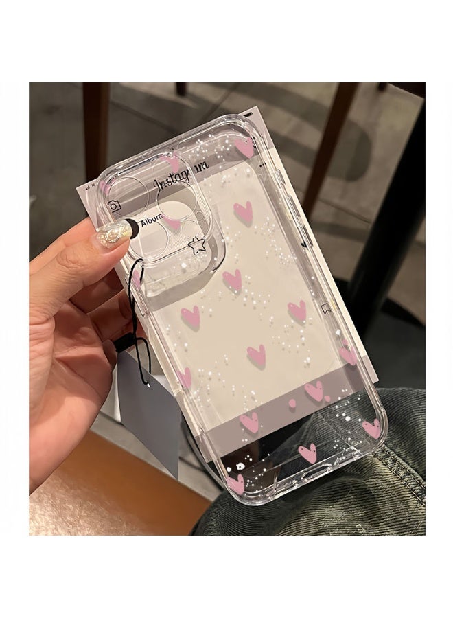 NIBEMINENT Minimalist Pink Heart Protective TPU Case Cover For iPhone 15, Clear - Image 1