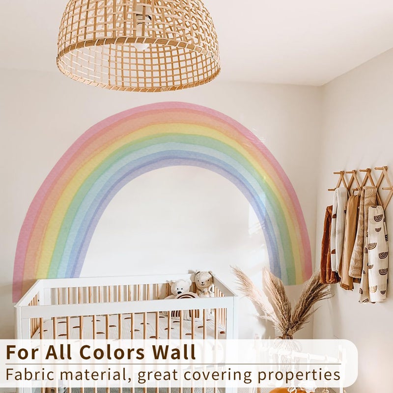 funlife Fabric Peel and Stick Large Rainbow Wall Mural Stickers, Precut Watercolor Rainbow Wall Sticker Decals for Kids Bedroom Living Room Playroom, 75.59" x 44.09" - Image 5