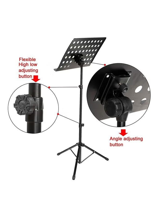 حامل نوتات موسيقية متعدد الوظائف قابل للطي باللون الأسود، سميك، وقابل لتعديل الارتفاع - Image 2