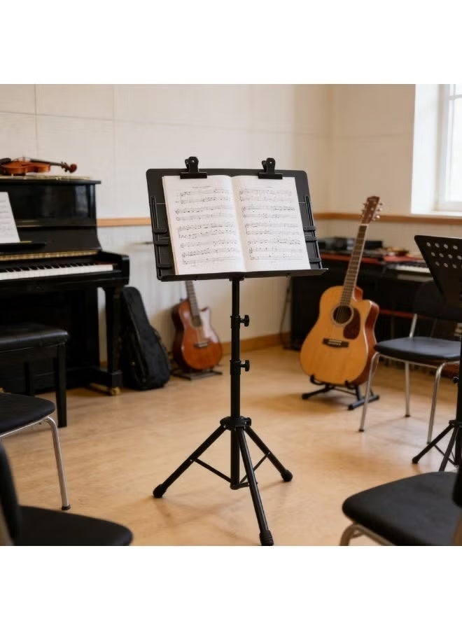حامل نوتات موسيقية متعدد الوظائف قابل للطي باللون الأسود، سميك، وقابل لتعديل الارتفاع - Image 3
