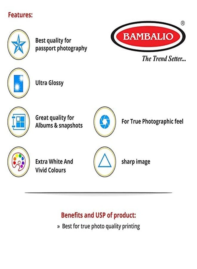 Bambalio BPG-180-4R (E) 180 Gsm 100 Sheets Glossy Photo Paper Post Card Size (4"X 6") - Image 4