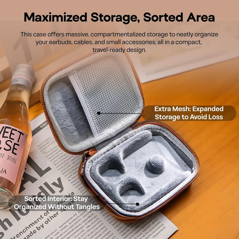 Linsoul ZiiGaat PELLEPOD Leather Earbud Case, Waterproof IEM Storage Box, Hard Carrying Bag, Protective Storage Box, Fit for Earphone ZS10 Pro, Zero: 2, EM6L, EW300, SuperMix 4, Orchestra Lite (Brown) - Image 3