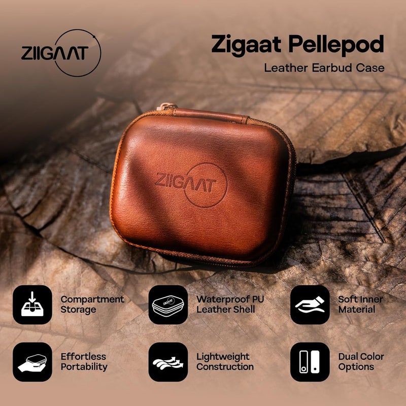 Linsoul ZiiGaat PELLEPOD Leather Earbud Case, Waterproof IEM Storage Box, Hard Carrying Bag, Protective Storage Box, Fit for Earphone ZS10 Pro, Zero: 2, EM6L, EW300, SuperMix 4, Orchestra Lite (Brown) - Image 2