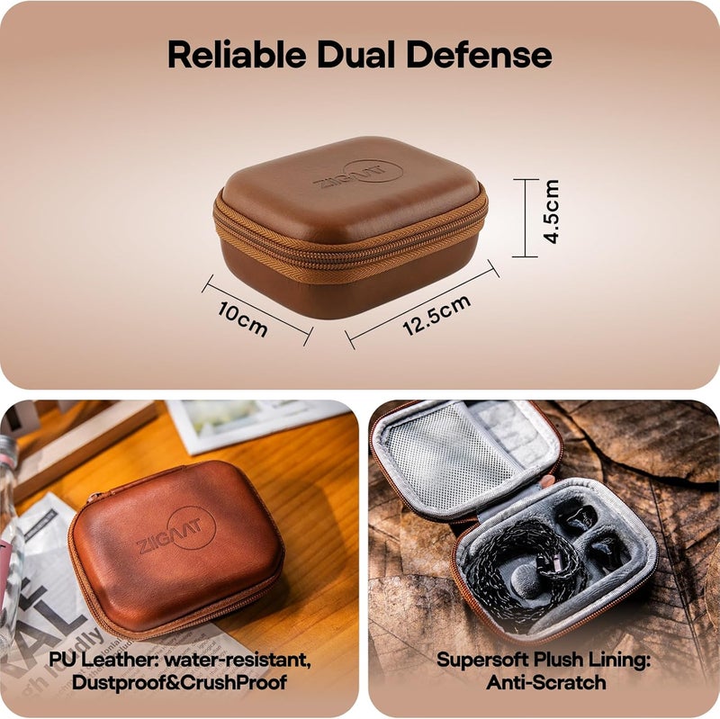 Linsoul ZiiGaat PELLEPOD Leather Earbud Case, Waterproof IEM Storage Box, Hard Carrying Bag, Protective Storage Box, Fit for Earphone ZS10 Pro, Zero: 2, EM6L, EW300, SuperMix 4, Orchestra Lite (Brown) - Image 4