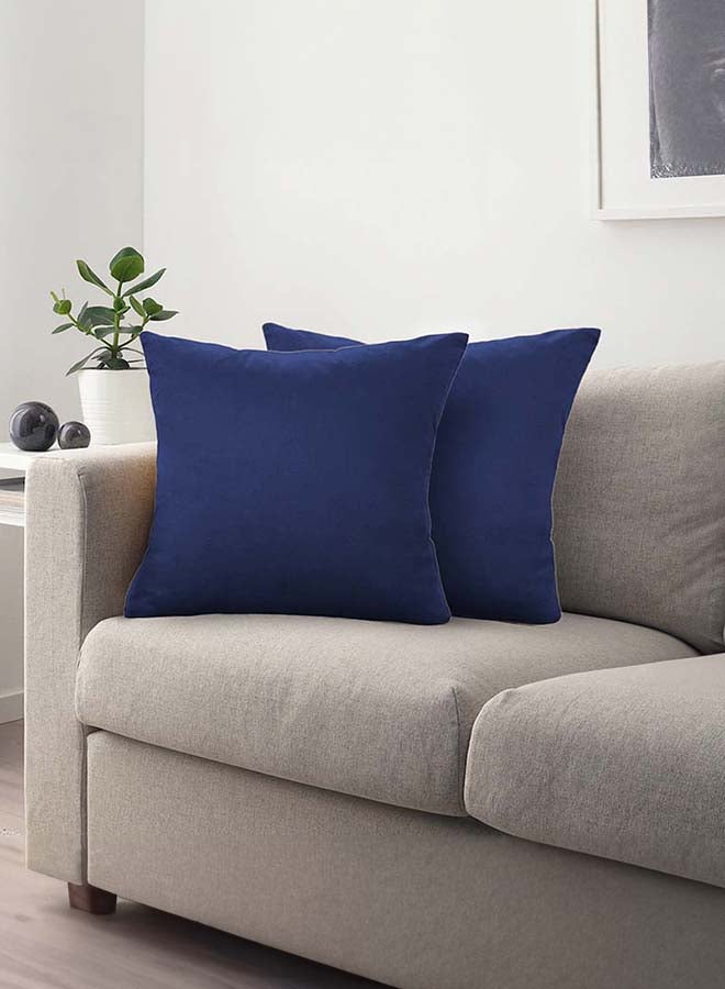 إن - هاوس مخده وسادة ديكور مربعة من المخمل الناعم بتصميم سادة وألوان جذابة طقم قطعتين - 45x45 سم - Image 1