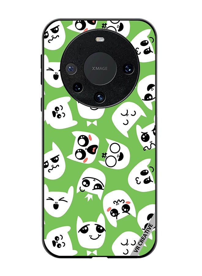 VR CREATIVE Protective Case Cover For Huawei Mate 60 Doodle Cat Emoticons Design Multicolour - Image 1