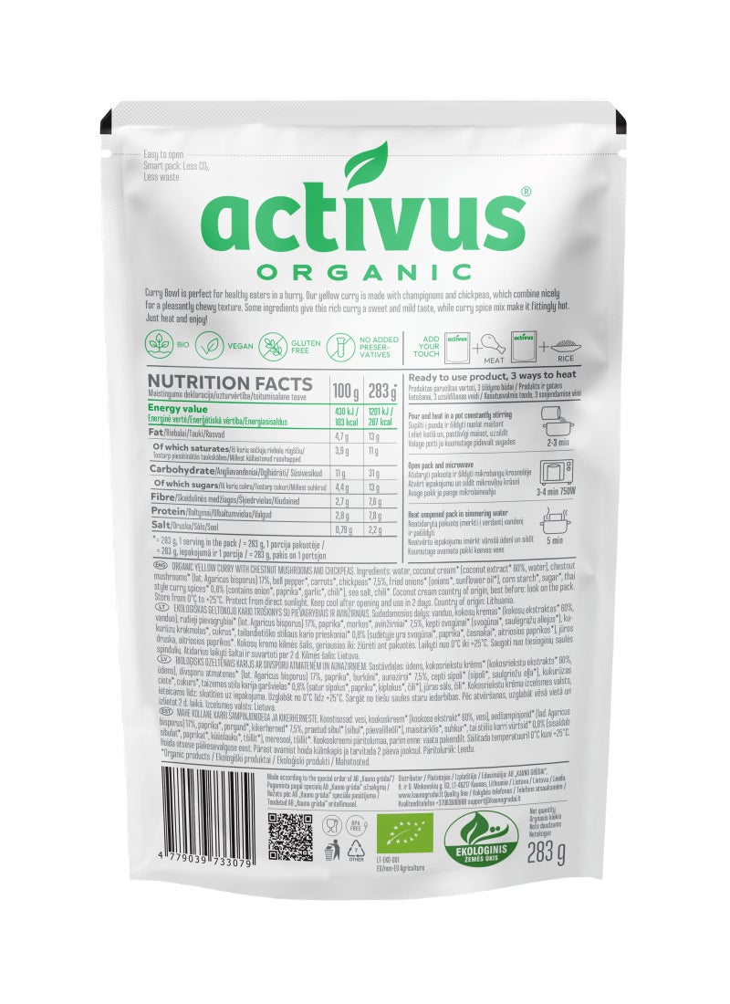 Activus Organic Chestnut, Mushrooms & Chickpeas With Yellow Curry - Image 2