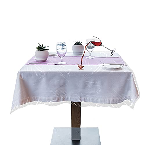 LAMINET Clear Plastic Tablecloth Protector Cover – Heavy-Duty Deluxe Vinyl Table Cover – 54" Square – Crystal Clear, Easy Clean. - Image 3