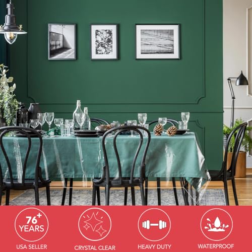 LAMINET Clear Plastic Tablecloth Protector Cover – Heavy-Duty Deluxe Vinyl Table Cover – 54" Square – Crystal Clear, Easy Clean. - Image 2