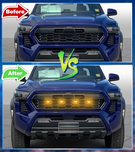 BreTrewri Front Grille Grill Lights for 2024 2025 2026 Tacoma TR D Off Road Sport OEM Grill Led Grills Light for Tacoma AccessoriesAmber 4PCS 24TacomaOff RoadA - Image 3