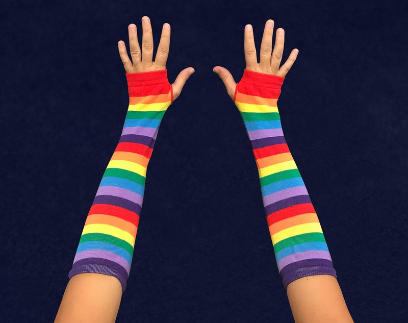 Fundraising For A Cause Rainbow Fingerless Elbow Length Gloves - Image 2