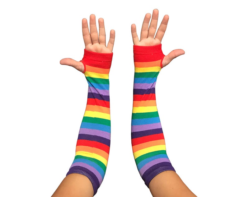 Fundraising For A Cause Rainbow Fingerless Elbow Length Gloves - Image 3