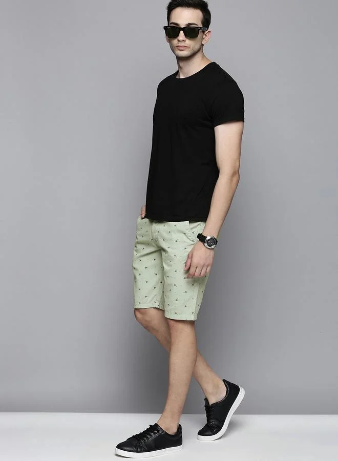The Indian Garage Co Green Men Green Slim Fit Solid Shorts for Men | Best Price UAE