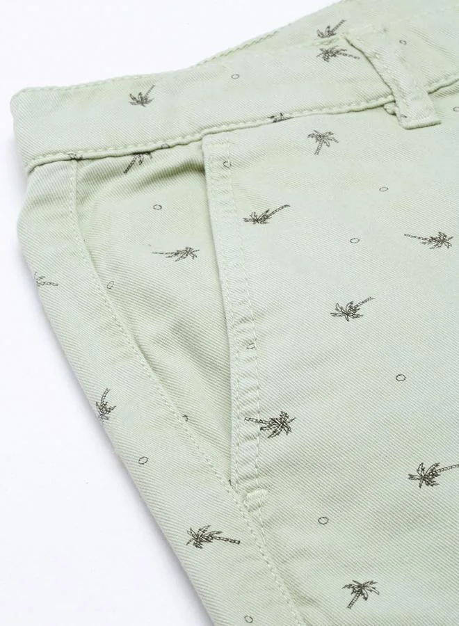 The Indian Garage Co Green Men Green Slim Fit Solid Shorts for Men | Best Price UAE