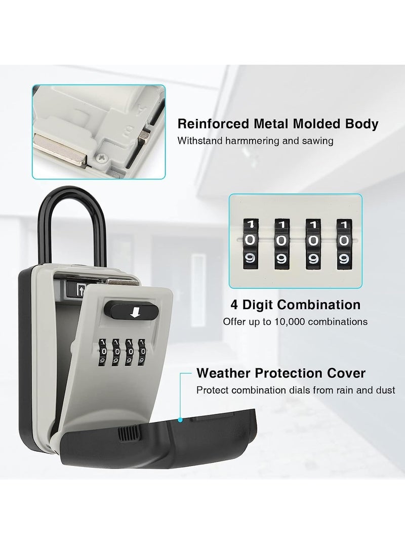 SOLARAE Key Lock Box for Outside, Lock Box for House Keys, Key Lockbox for Key Storage Outdoor, 4 Digit Combination Lock Box for Realtors Garage Spare Keys - Image 2