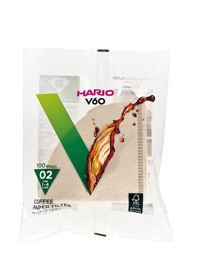 Hario مرشح قهوة هاريو V60 ورقي، حجم 02، طبيعي، 100 قطعة - Image 1