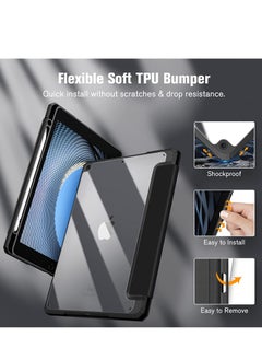 glassology Hybrid Slim Case for iPad 9th/8th/7th Generation 2021/2020/2019 10.2/10.5 Inch Built-in Pencil Holder Shockproof Cover with Clear Transparent Back Shell with Screen Protector (Black)  - Image 3