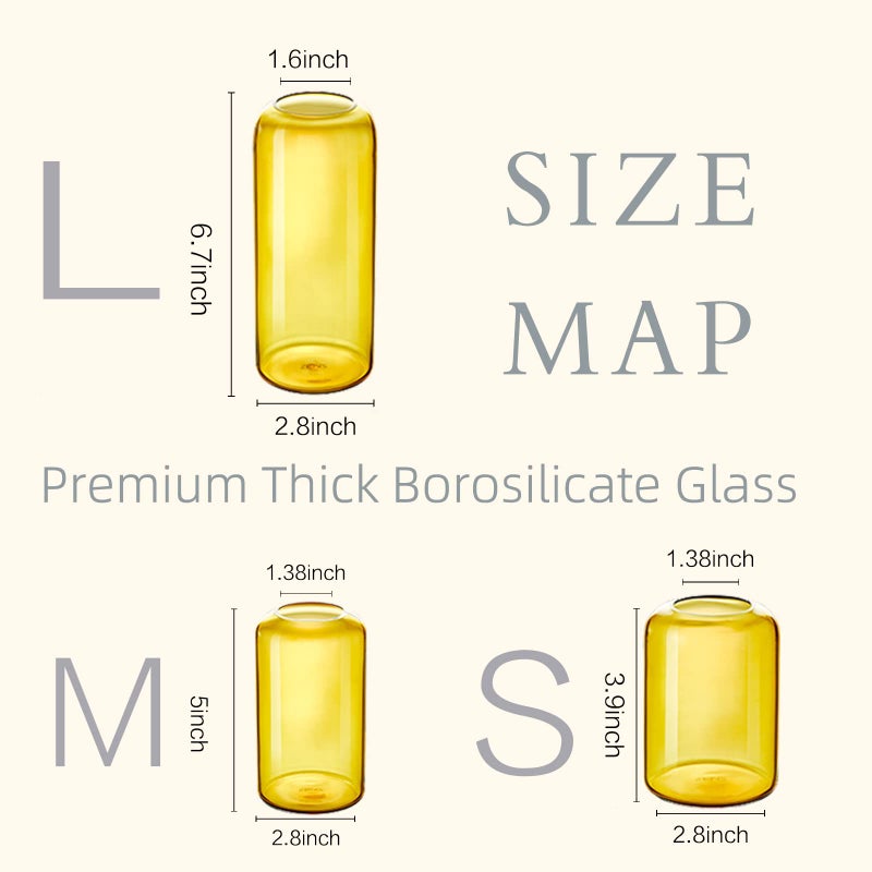 ZENS Glass Bud Vase Set of 3, Hand Blown Small Amber Bud Vases for Flower Decorative, Modern Cylinder Clear Glass Vase for Wedding,Living Room Home DÃ©cor - Image 3