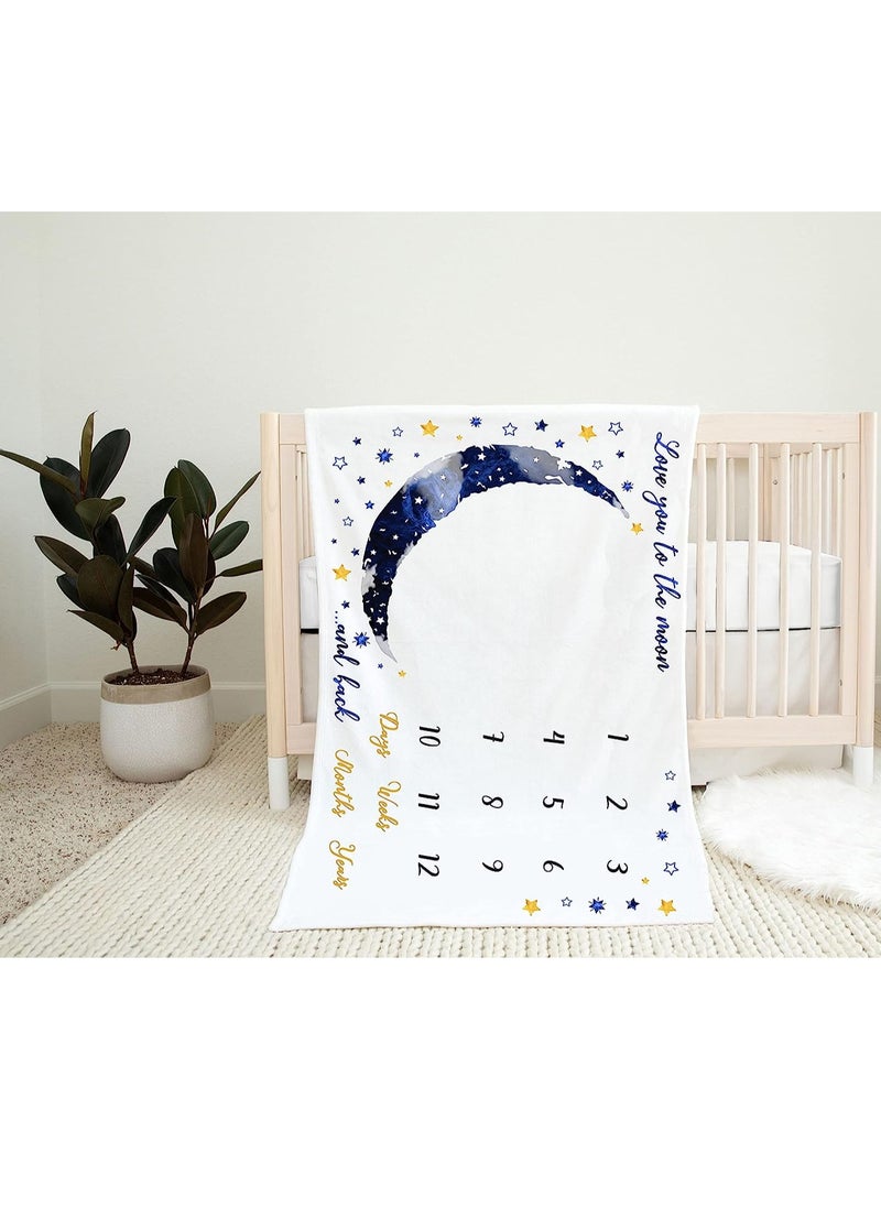 Baby Monthly Milestone Blanket Boy Newborn - Blue