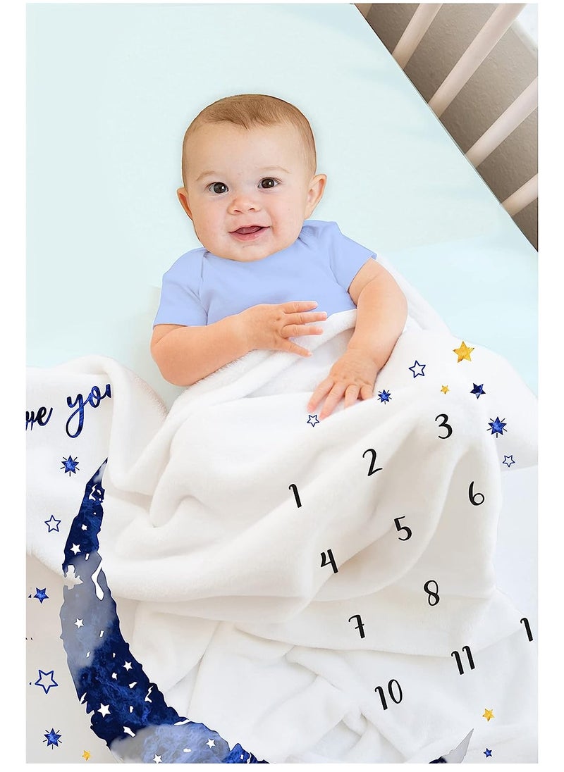 Baby Monthly Milestone Blanket Boy Newborn - Blue