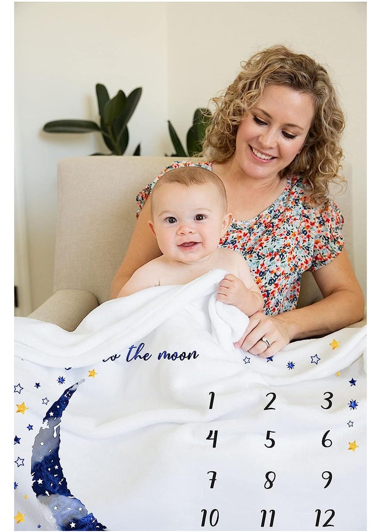 Baby Monthly Milestone Blanket Boy Newborn - Blue