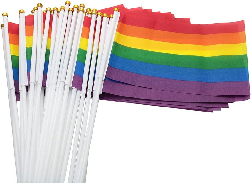 كلاراكو علم قوس قزح من كلاركو، 40 قطعة، أعلام فخر للمثليين، أعلام صغيرة محمولة باليد لمجتمع الميم، لحفلة قوس قزح فخر للمثليين - Image 5