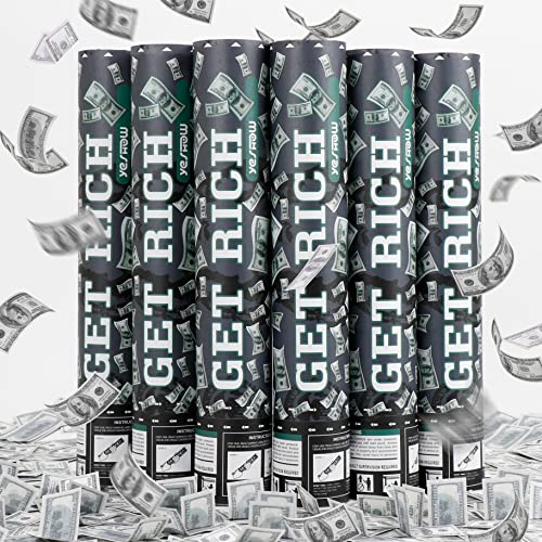 YESHOW Confetti Cannon Party Poppers Biodegradable Shooters,(6 Pack) YESHOW Money Confetti Gun Blaster for New Year’s Eve Party Supplies Graduation Christmas Birthday - Image 1