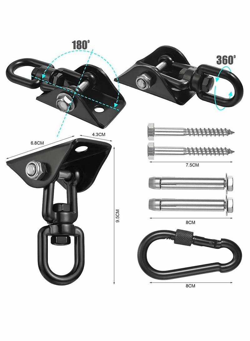 SOLARAE Hammock Hanging kit,360°Rotating 1000 lb Capacity Heavy Duty,Hanger & Swing Hook Snap for Concrete Wood,Hammock,Veranda Seat,Chair,Swing Sets,Yoga and Gym（Black） - Image 3