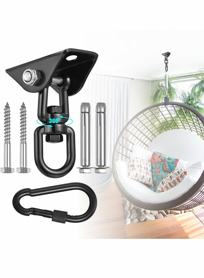 SOLARAE Hammock Hanging kit,360°Rotating 1000 lb Capacity Heavy Duty,Hanger & Swing Hook Snap for Concrete Wood,Hammock,Veranda Seat,Chair,Swing Sets,Yoga and Gym（Black） - Image 1
