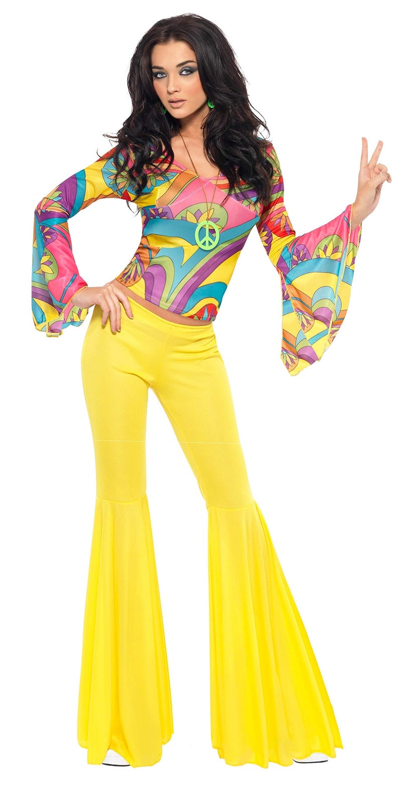 Smiffys womens 70s Groovy Babe Adult Sized Costume, Yellow, S - US Size 6-8 - Image 2