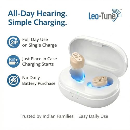 LEO-TUNE Leo Tune Rechargeable Hearing Aid for Old Age | Invisible Mini In-Ear ITC Design | Clear Speech for Daily Conversation | 30H Battery | Digital Hearing Machine with Charging Case | Warranty Included - Image 3
