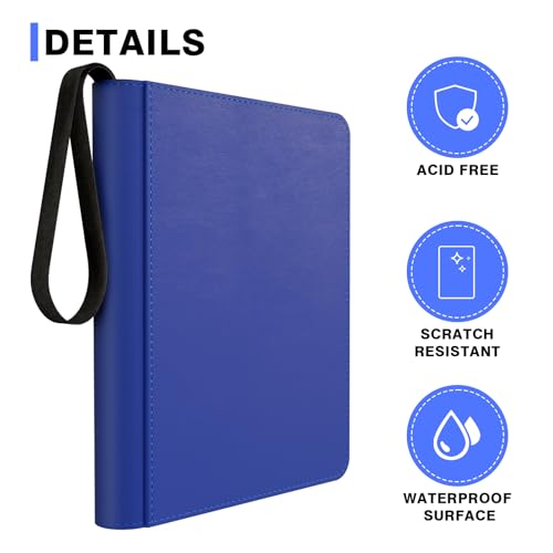Comnge 9-Pocket Card Binder - Holds 432 Trading Cards, 24 Side Loading Pages, Premium Zippered Card Album Folder Compatible with Penny Sleeves for Baseball Cards, TCG, and Game Card Storage & Display (Blue) - Image 4