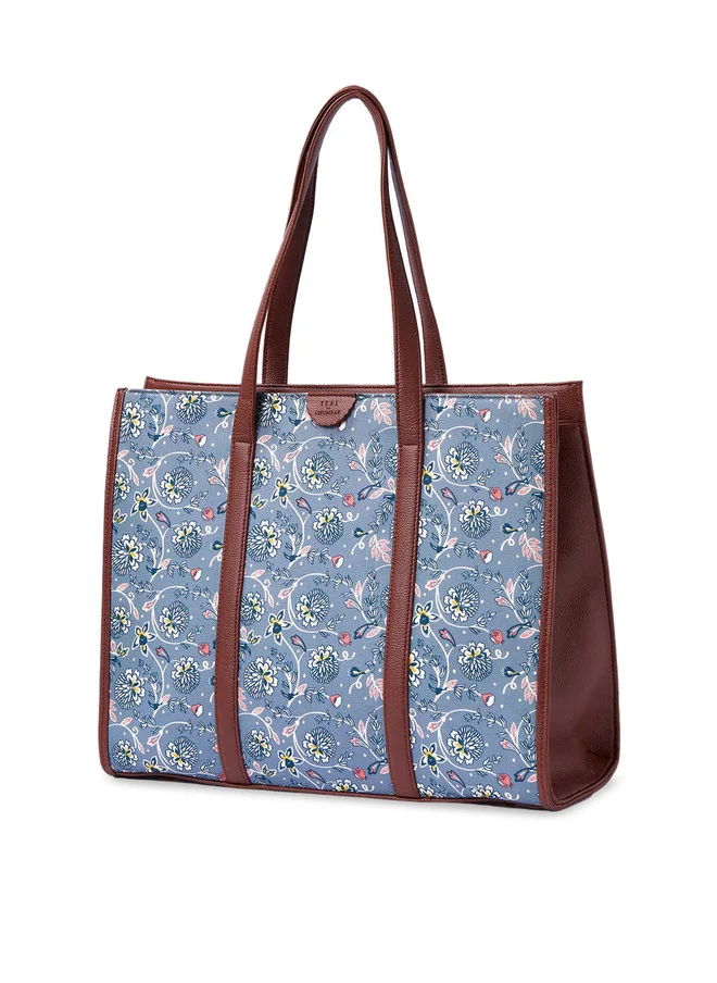 تشومباك Teal by Chumbak Grey Bloom Canvas Tote