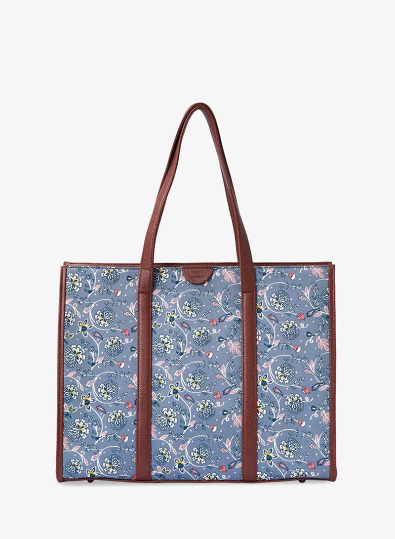 Chumbak Teal By Chumbak Grey Bloom Canvas Tote