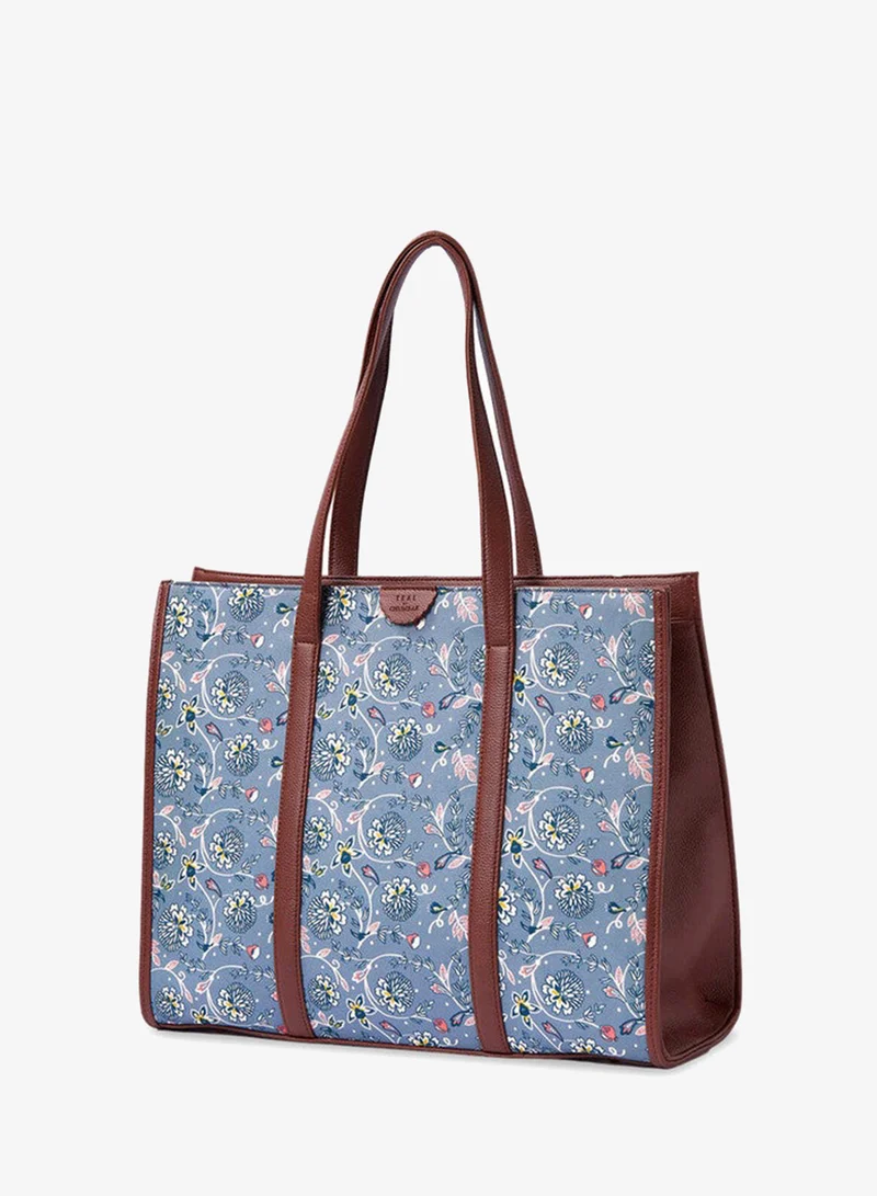 Chumbak Teal By Chumbak Grey Bloom Canvas Tote