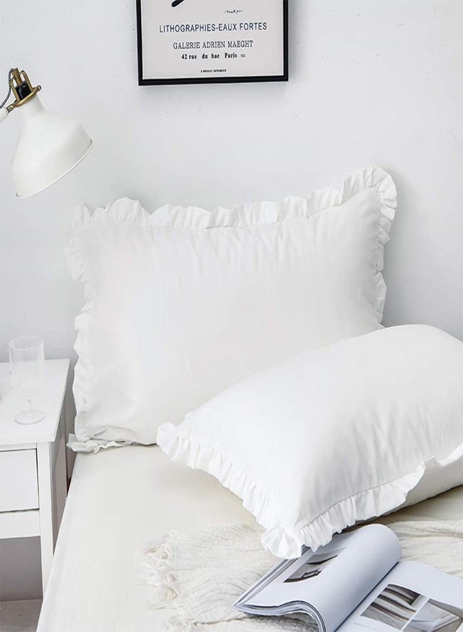 CAWANFLY Pack of 2 Edge Ruffled White Pillow Cases Standard Size Bedding Pillow Covers with Envelope Closure (20x26inches) - Image 3