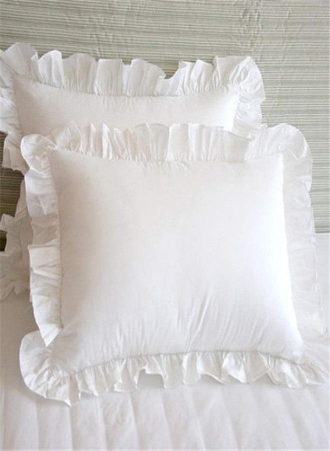 CAWANFLY Pack of 2 Edge Ruffled White Pillow Cases Standard Size Bedding Pillow Covers with Envelope Closure (20x26inches) - Image 2