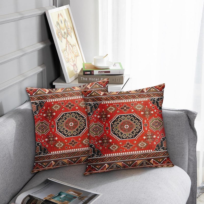 Britimes Throw Pillow Covers, Aztec Kilim Home Art Decor, 18 x 18 Inches Set of 2 Cushion Couch Sofa Cases, Abstract Trible Western Pillowcases for Bedroom, Living Room, Geometric Tribal Decorative - Image 5