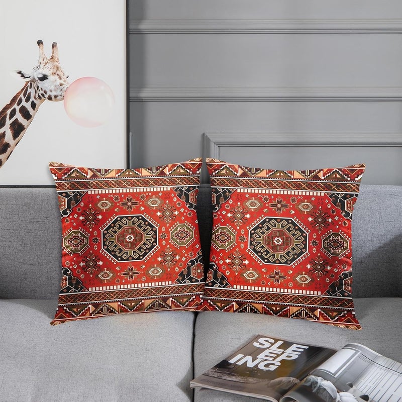 Britimes Throw Pillow Covers, Aztec Kilim Home Art Decor, 18 x 18 Inches Set of 2 Cushion Couch Sofa Cases, Abstract Trible Western Pillowcases for Bedroom, Living Room, Geometric Tribal Decorative - Image 3