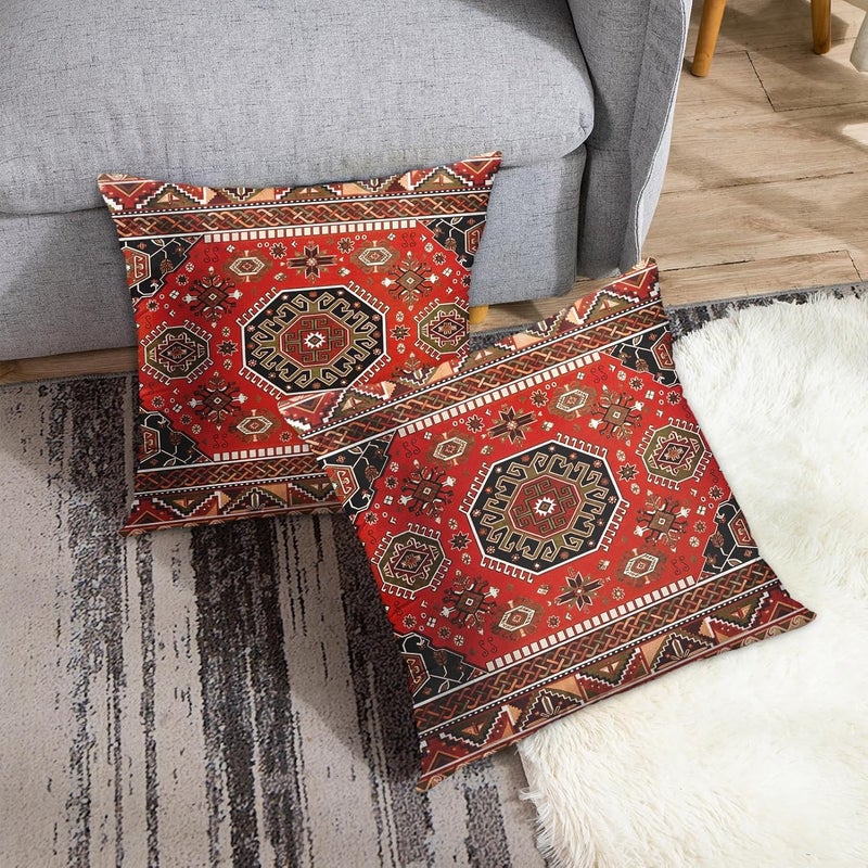 Britimes Throw Pillow Covers, Aztec Kilim Home Art Decor, 18 x 18 Inches Set of 2 Cushion Couch Sofa Cases, Abstract Trible Western Pillowcases for Bedroom, Living Room, Geometric Tribal Decorative - Image 4