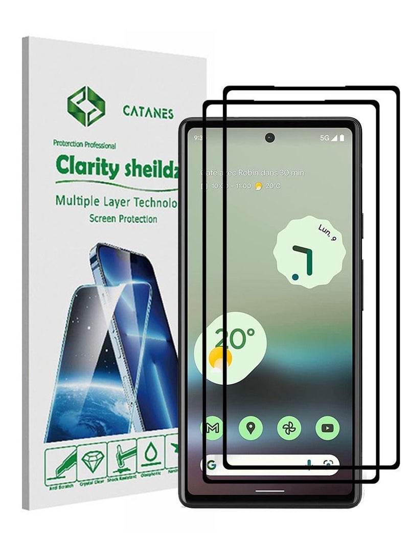 CATANES 2 Pack Google Pixel 7a Tempered Glass Screen Protector Full Glue Back - Image 1