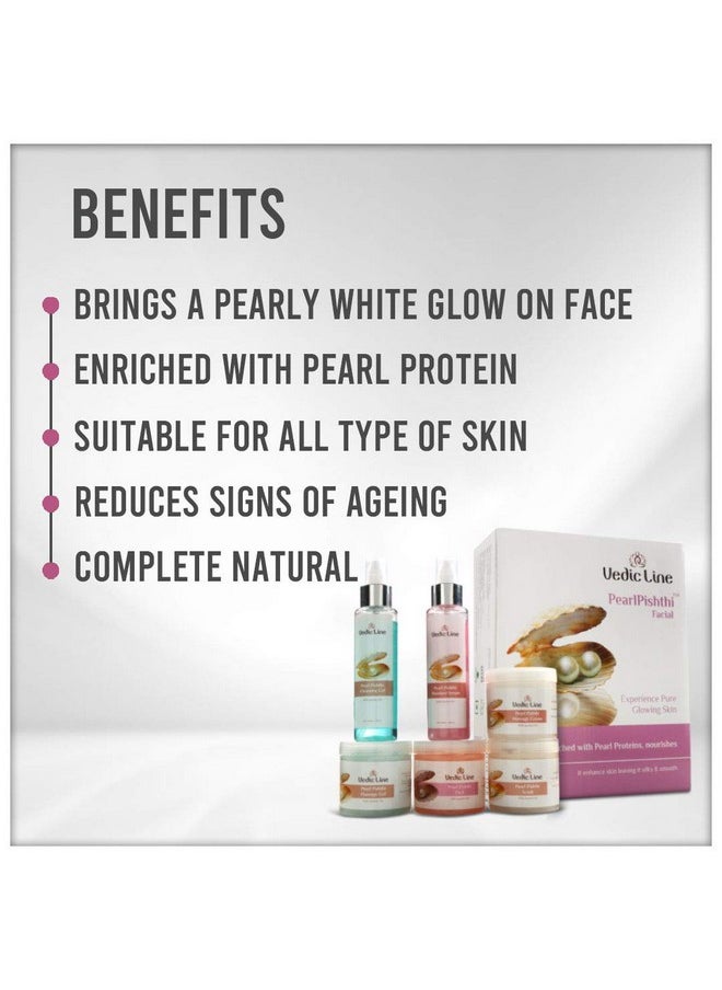Vedic Line Vedicline Pearl Pishthi Facial Kit Makes Skin Pores Squeaky Clean Gives Pearl Like Glow With Jasmine Oil Olive Oil (Cleanser Scrub Massage Cream Massage Gel Pack) 600Ml  - Image 4