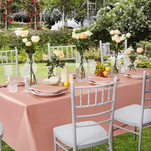 Counfeisly 1 Pack Square Satin Table Cover Silkly Soft Table Cloth, Satin Dining Table Cloths for Wedding Banquet Table Decoration, Dining Room, Indoor and Outdoor Use, 52 x 52 Inches, Rose Gold - Image 4