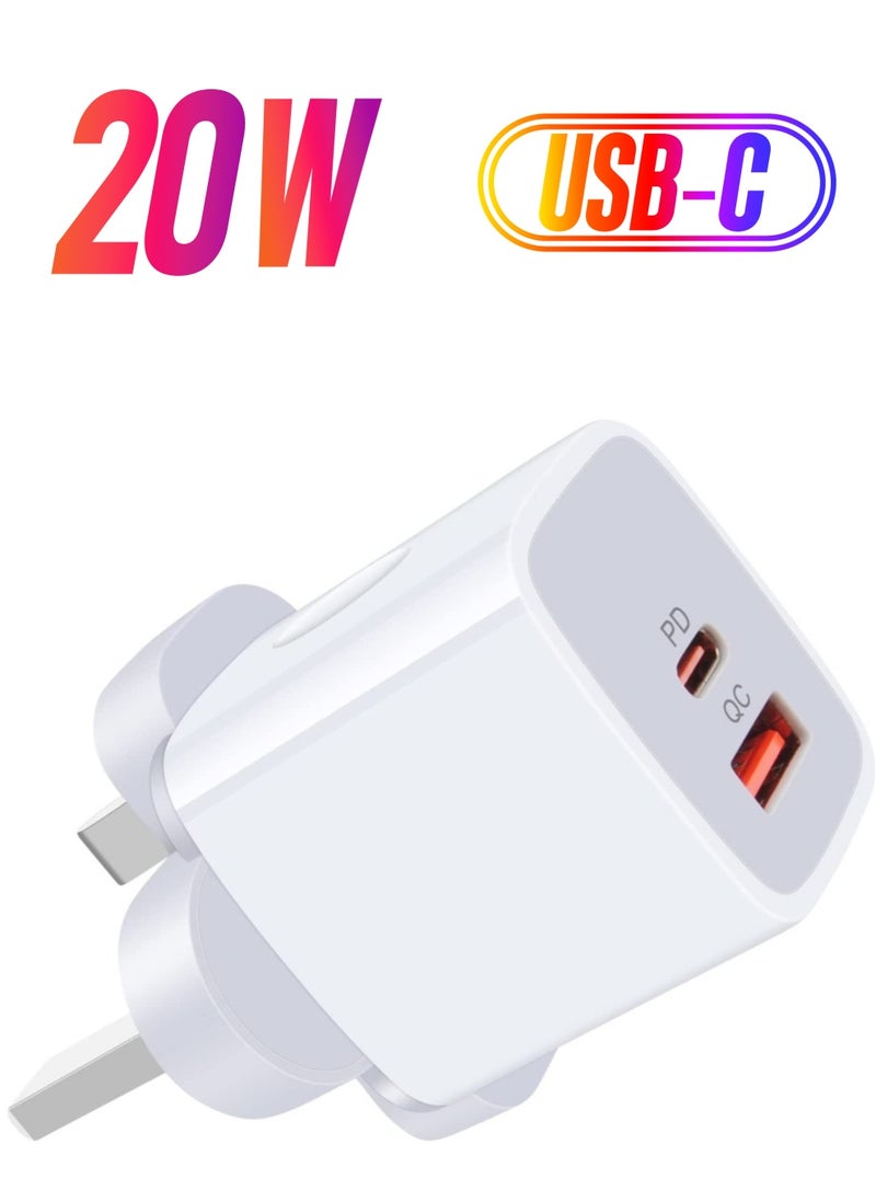 Generic - Galaxy A13/A12/A23/A52s/A32/A33/A22/Z Fold 4/Z Flip 4 USB C Charger Plug,20W Dual Ports PD & QC 3.0 Mains Wall Charger Plug,Type C Plug Fast Charging Power Adapter With Samsung Galaxy A13,iPhone12/13 - Image 1