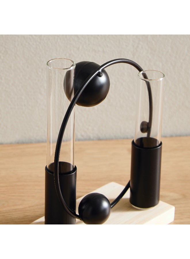 Home Box Wadee Metal Flower Holder Accent with Glass Vase  - Image 3