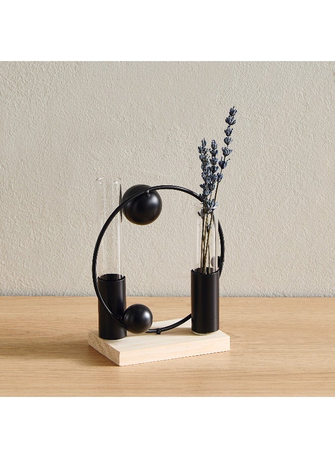 Home Box Wadee Metal Flower Holder Accent with Glass Vase  - Image 1