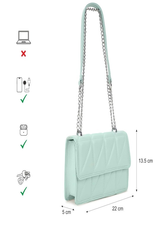 Fastrack Casual Sling Bag with Magnet Button Closure for Girls, Small Size with Internal Organiser, Handheld Design and Metal Chain Sling - Image 4